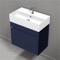 Small Floating Bathroom Vanity, Modern, Blue, 24